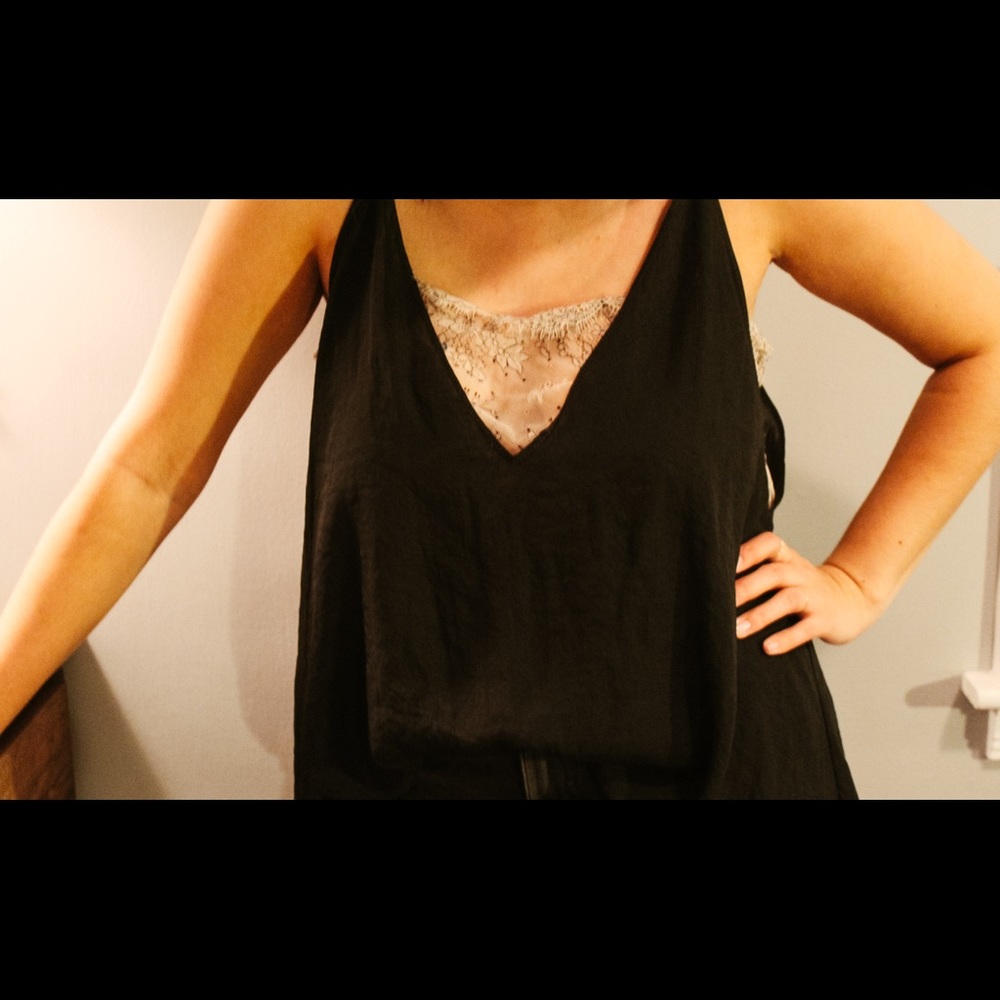 Free People Black tank with lace - Picture 2 of 2